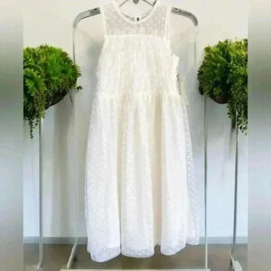 Girls Semi Sheer Swiss Polka Dot Ivory Tulle Overlay Mesh Quiet Beauty Luxury 8